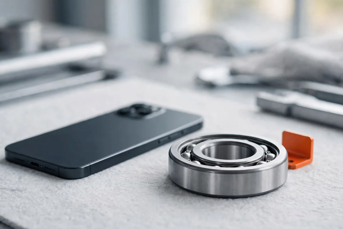 A phone face down beside a bearing