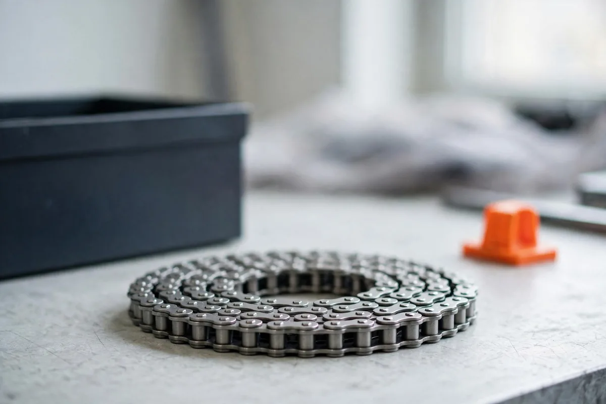 Roller chain on a bench